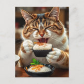 Schattige kat eet sushi rol briefkaart (Voorkant)
