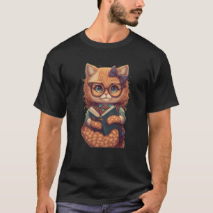 Schattige kat en bibliothecaris die boek leest t-shirt