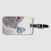 Schattige kat en blauwe vlinder bagagelabel (Voorkant (horizontaal))