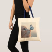 Schattige kat en blauwe vlinder tote bag (Voorkant (product))