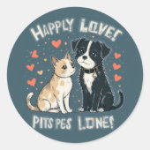 Schattige kat en hond liefde sticker grappig huisd (Voorkant)