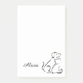 schattige kat en hond lijnkunst post-it® notes