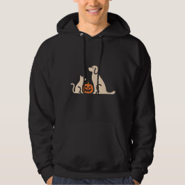 schattige kat en hond ontmoeten elkaar met Hallowe Hoodie