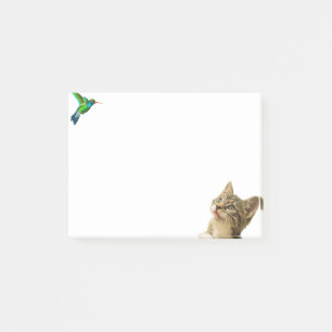 Schattige kat en kleine vogel post-it® notes