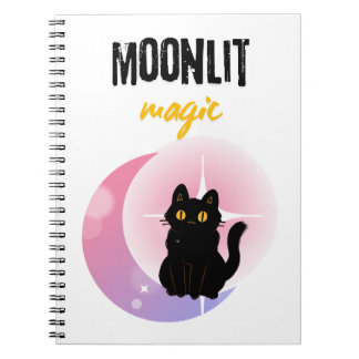 schattige kat en maan notitieboek