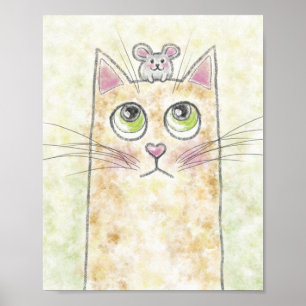 Schattige kat- en muisillustratie poster