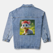 Schattige kat en rat denim jacket (Achterkant)