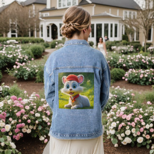Schattige kat en rat denim jacket