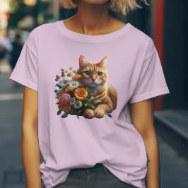 Schattige Kat en Wilde Bloemen T-shirt