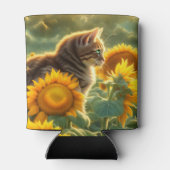 Schattige Kat en Zonnebloem Blikjeskoeler (Achterkant)