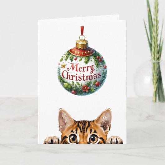 Schattige Kat Funny Cat Christmas Kaart (Voorkant)