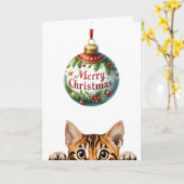 Schattige Kat Funny Cat Christmas Kaart (Gele Bloem)