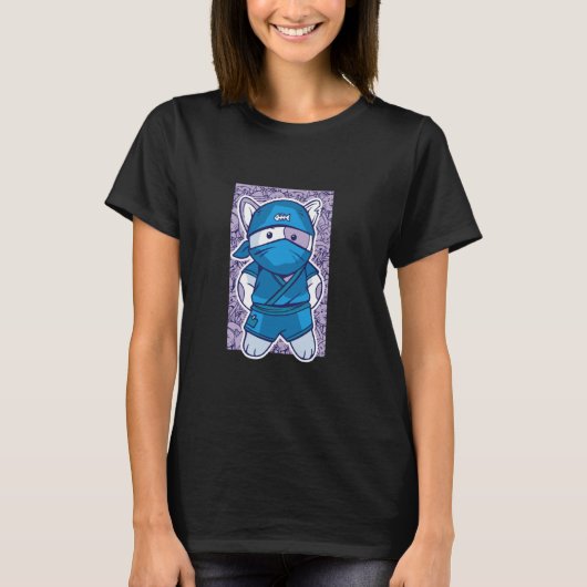 Schattige Kat Gekleed Als Een Ninja T-shirt (Voorkant)
