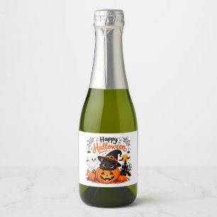Schattige Kat Gelukkig Halloween Reis Mok - Kawaii Sparkling Wijnetiket