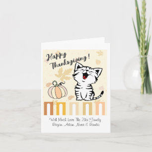 Schattige kat gelukkig thanksgiving bedankkaart