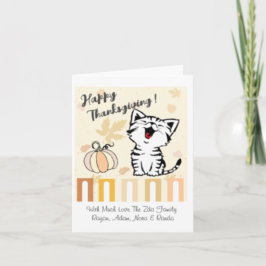 Schattige kat gelukkig thanksgiving bedankkaart (Voorkant)