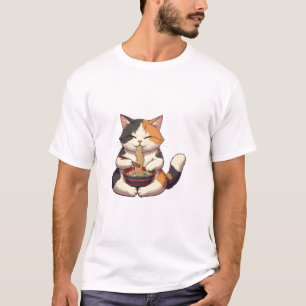 Schattige kat geniet van Ramen T-shirt
