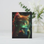 Schattige Kat Geniet Van Wat Koffie Briefkaart (Staand voorkant)
