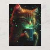 Schattige Kat Geniet Van Wat Koffie Briefkaart (Voorkant)