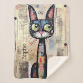 Schattige Kat gepersonaliseerd Sherpa Deken (Voorkant)