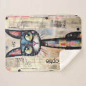 Schattige Kat gepersonaliseerd Sherpa Deken (Voorkant (horizontaal))