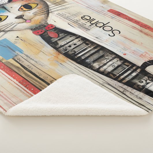 Schattige Kat gepersonaliseerd Sherpa Deken (3/4)