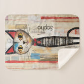 Schattige Kat gepersonaliseerd Sherpa Deken (Voorkant (horizontaal))