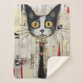 Schattige Kat gepersonaliseerd Sherpa Deken (Voorkant)