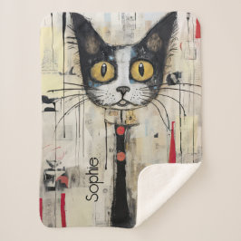 Schattige Kat gepersonaliseerd Sherpa Deken