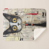 Schattige Kat gepersonaliseerd Sherpa Deken (Voorkant (horizontaal))