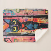 Schattige Kat gepersonaliseerd Sherpa Deken (Voorkant (horizontaal))