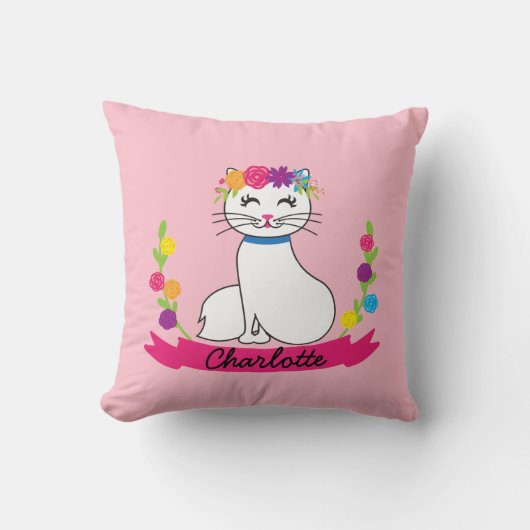 schattige kat gepersonaliseerde kussen (Voorkant)