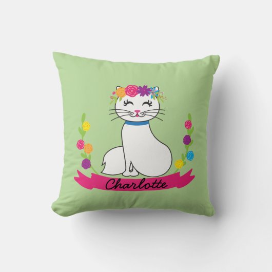 schattige kat gepersonaliseerde kussen (Voorkant)