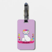 schattige kat gepersonaliseerde naam bagagelabel (Achterkant verticaal)