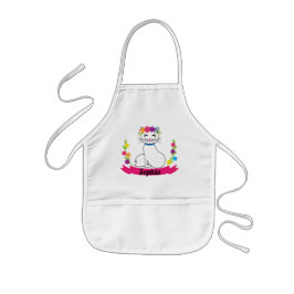 schattige kat gepersonaliseerde naam kinder apron schort