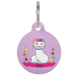 schattige kat gepersonaliseerde naam label huisdierpenning
