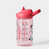 Schattige Kat gepersonaliseerde waterfles met tijd (Links)