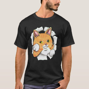 Schattige Kat Gescheurde Stof voor Kat die van Kit T-shirt