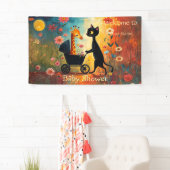 Schattige Kat Giraffe Baby Shower Spandoek (Insitu)