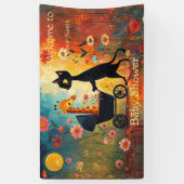 Schattige Kat Giraffe Baby Shower Spandoek (Verticaal)