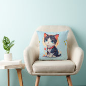 schattige kat gooit kussen (Stoel)