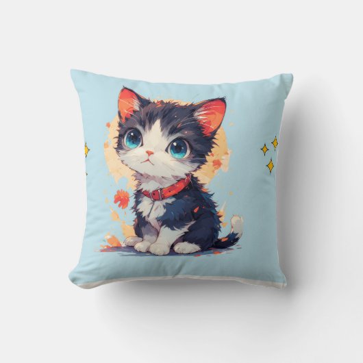 schattige kat gooit kussen (Voorkant)