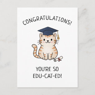 Schattige kat grap nieuwe afgestudeerde afstudeer briefkaart