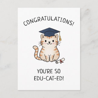 Schattige kat grap nieuwe afgestudeerde afstudeer  briefkaart