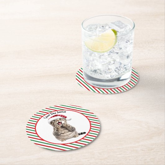 Schattige Kat Grappig Kerst Kat Papier Onderzetter (Insitu)
