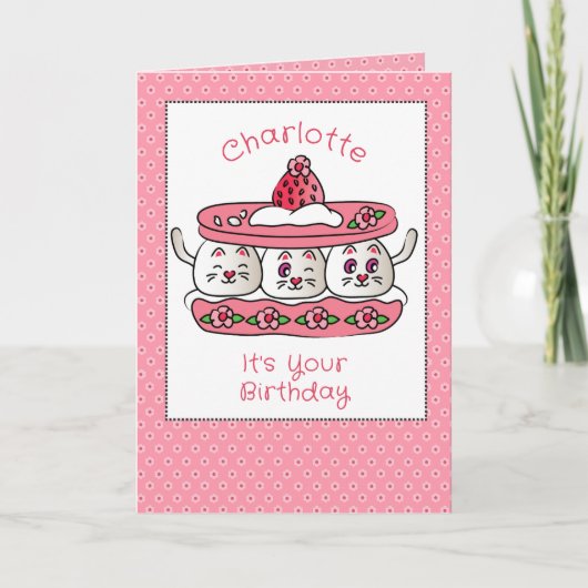 Schattige Kat Grappige Feest Kitten Cartoon Verjaa Kaart (Voorkant)