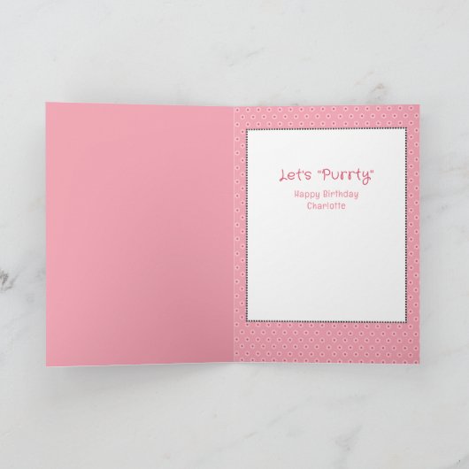 Schattige Kat Grappige Feest Kitten Cartoon Verjaa Kaart (Binnen)