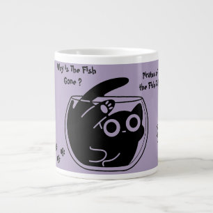 Schattige Kat, Grappige Kat, Grappig Schrift, Mode Grote Koffiekop