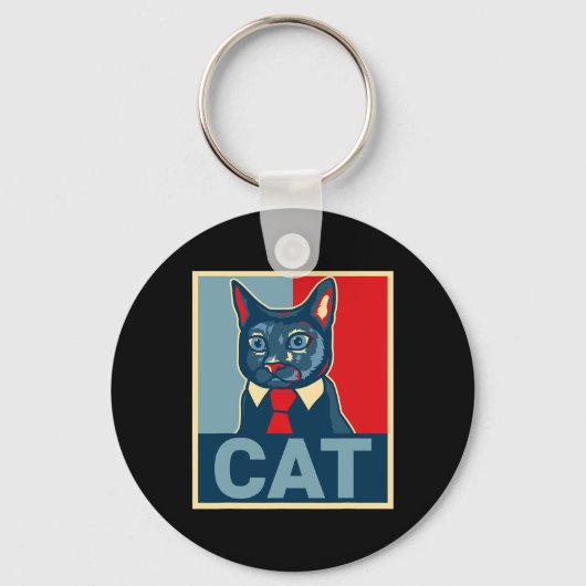 Schattige Kat Grappige Kitty Republikein Democraat Sleutelhanger (Voorkant)