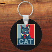 Schattige Kat Grappige Kitty Republikein Democraat Sleutelhanger (Voorkant)
